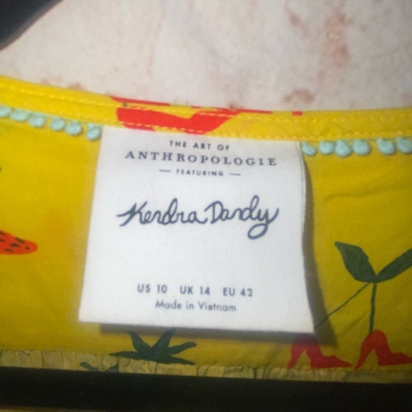 Anthropologie Kendra Dandy Dreamers Yellow Red Western Whimsy Blouse Size 10 - Picture 6 of 7